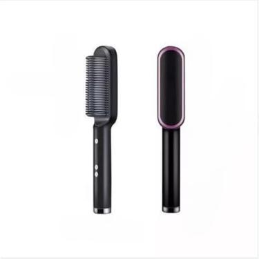 Imagem de Escova Alisadora Bivolt 5 em 1 - Alisa, Hidrata, Modela, Alinha e Anti-Frizz (preto(kit1))