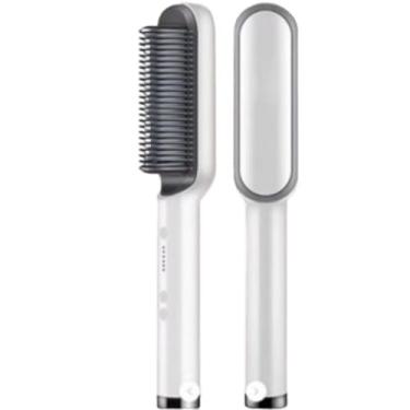 Imagem de Escova Alisadora Bivolt 5 em 1 - Alisa, Hidrata, Modela, Alinha e Anti-Frizz (branco(kit3))