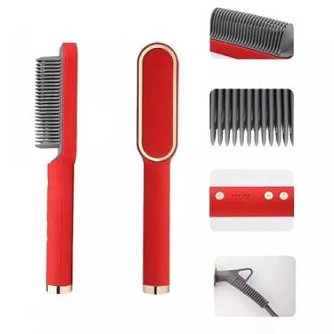 Imagem de Escova Alisadora Bivolt 5 em 1 - Alisa, Hidrata, Modela, Alinha e Anti-Frizz (vermelhor(kit1))