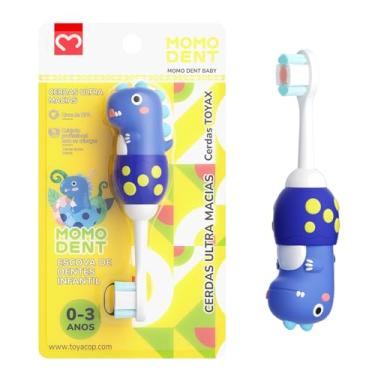 Imagem de MOMODENT Escova de Dentes Infantil para 0-3 Anos, Bebe 1 Unidade, Dinossauro, Cabo de Silicone Macio, Cabeça Macia, Limpeza Suave