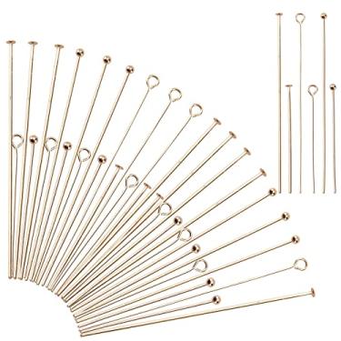 Imagem de PH PandaHall Kit Para Fazer Joias Com 120 Peças, 6 Estilos De Alfinetes Latão Banhados A Ouro 18K 1 2 Polegadas, Cabeça Plana E Esférica Colar, Pulseira, Brinco Pingentes