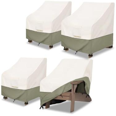 Imagem de Bitubi Pacote com 4 capas de cadeira Adirondack à prova d'água para cadeiras de exterior com tamanho de até 99 cm L x 96 cm P x 91 cm A, capas de móveis de pátio de gramado ao ar livre (bege)