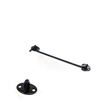 Imagem de 1 trava de olho de gancho de cabine de aço inoxidável, gancho de vento preto, trava de porta e janela deslizante, trava de fivela de porta e janela, com trava crescente, travas de vento, 20 cm