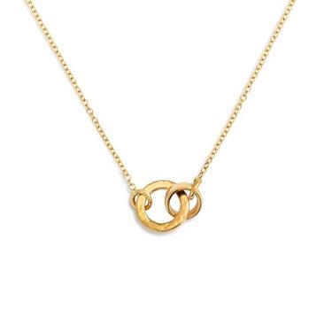 Imagem de DEMDACO Colar feminino com pingente moderno, banhado a ouro, 40,6 cm, argola interligada