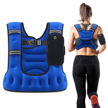 Imagem de ZELUS Colete ponderado para mulheres e homens, colete de peso de 6/8/12/16/9 kg com tiras refletoras, colete em forma de U para treinamento de força, muscular, colete de caminhada, corrida para