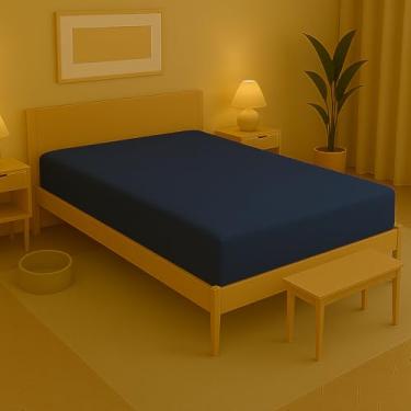 Imagem de Capa de Colchão Queen Malha com Zíper – Proteção Total 30 cm impermeável Hipoalergênica (azul marinho)