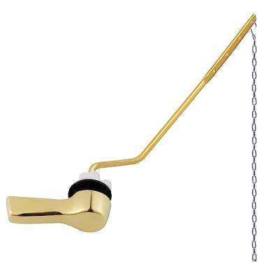 Imagem de Hygie Rinse Alavanca universal de vaso sanitário com suporte lateral para vaso sanitário com 1 corrente de melindrosa de aço inoxidável, kit de substituição de maçaneta de vaso sanitário, ouro escovado