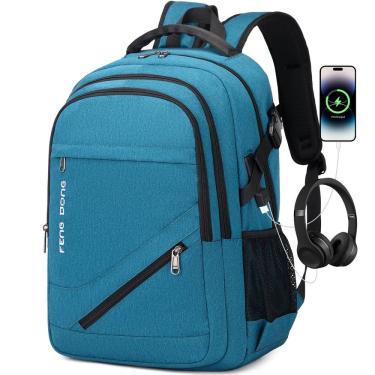 Imagem de Mochila FENGDONG Large Laptop 17,3" à prova d`água, azul-petróleo