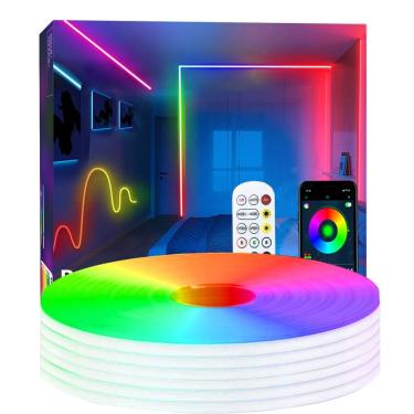 Imagem de Luzes de corda de néon https://mp.mp 20m RGB-IC LED à prova d`água com aplicativo/controle remoto