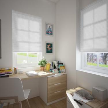 Imagem de Changshade Persianas de filtragem de luz sem fio para portas internas de janelas, célula de 3,8 cm para quarto, banheiro, berçário, branca, tamanho da persiana 70,5 polegadas de largura, 182 cm de