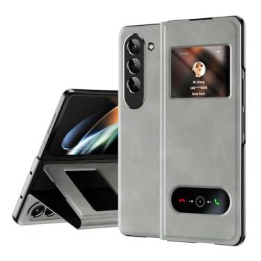 Imagem de HAOMRIYL Capa de couro para Samsung Galaxy Z Fold 7, Smart Small Screen View Flip Protection Cover Holder Kickstand Full Body à prova de choque, branca, dobra 7