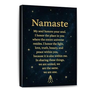 Imagem de Arte de parede em tela de ioga inspiradora Namaste Definição Impressão zen positiva meditação em tela pintura em tela casa quarto decoração de parede presente emoldurado 20 x 30 cm