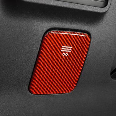 Imagem de BETTERHUMZ Adesivo de painel de caixa de armazenamento de estojo de óculos compatível com Ford Mustang 2024 2025 fibra de carbono lado do motorista acessórios interiores do carro (vermelho)