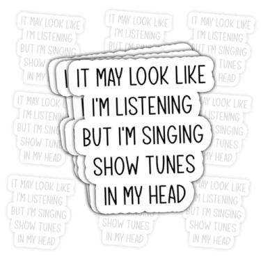 Imagem de 3 adesivos It May Look Like I'm Listening – Decalques engraçados com citação sarcástica para pessoas que se divertem, amantes do humor – presentes para aqueles que gostam de sonhar acordado – para