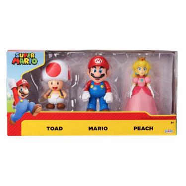 Imagem de 3 Bonecos Articulados Mario, Toad e Peach 10cm - Super Mario