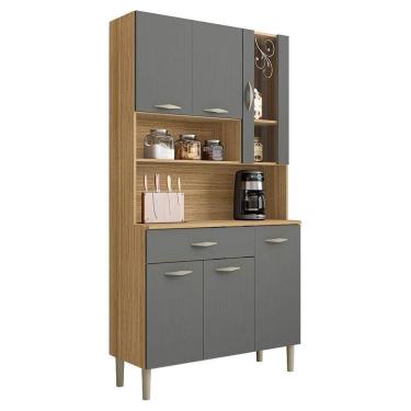 Imagem de Kit Cozinha 6 portas 1 gaveta 91 Cm Golden Ktp Freijo Gris