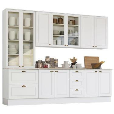 Imagem de Cozinha Completa Americana 5 Peças Branco Com Cristaleira - Móveis Henn Branco