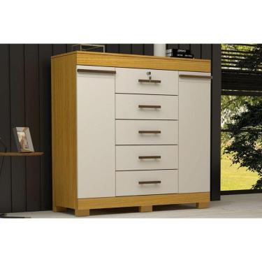 Imagem de Cômoda De Quarto 2 Portas E 5 Gavetas Diana Cinamomo-off White - Acp