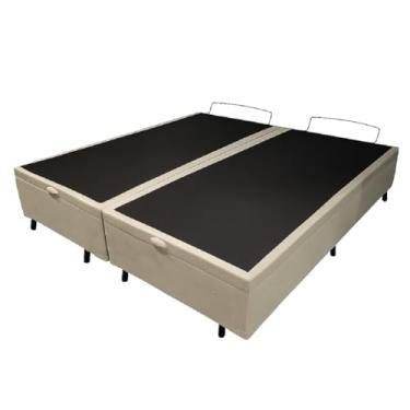 Imagem de Cama Box Bau 1,38 Bipartida Premium Blindada e Base Reforçada (Suede, Bege)