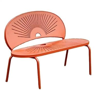 Imagem de ZzleoyuUUs-12 Banco de jardim externo com encosto, liga de alumínio, terraço, varanda, gramado, cadeira de lazer leve (vermelho, 140 x 63 x 85 cm)