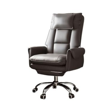 Imagem de Cadeira de jogos, cadeira de lazer, sofá, confortável, sedentária, cadeira de escritório de couro PU, cadeira giratória para uso doméstico, cadeira reclinável, cadeira de escritório (cinza)