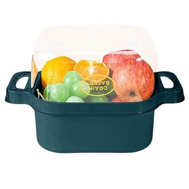 Imagem de Cesta de Lavagem de Frutas | Tigela de comida de camada dupla para limpeza de drenagem - Peneira Suprimentos domésticos para vegetais, frutas, louças, utensílios de cozinha Hersil