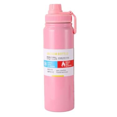 Imagem de Garrafa Térmica de Aço Inoxidável, Parede Dupla, 800 ml, Boca Larga, Mantém Bebidas Quentes e Frias (Rosa)