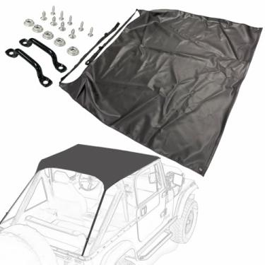 Imagem de DCOMA Top de biquíni tradicional para Jeep '76-86 CJ7 / '81-85 Scrambler CJ8 / '87-91 Wrangler YJ - Black Crush, ferragens de aço inoxidável atualizadas e tecido resistente (8% mais pesado do que