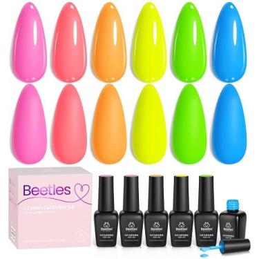 Imagem de Conjunto de esmaltes besouros Neon Gel Bright Rainbow 6 cores - beetle