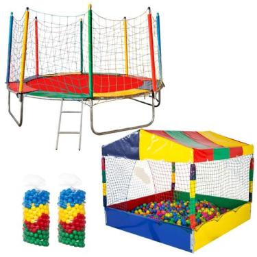 Imagem de Cama Elástica 3,05m Grande com Piscina de Bolinhas 1,50m e 1000 Bolinh