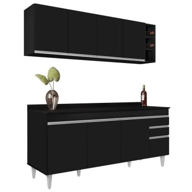 Imagem de Armário Nevada E Balcão 180Cm Com Tampo Dallas Preto - Lumil