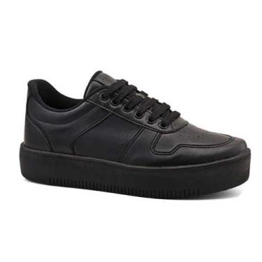 Imagem de Tênis Feminino Izalu Casual Sneaker Minimalista, Preto, 35