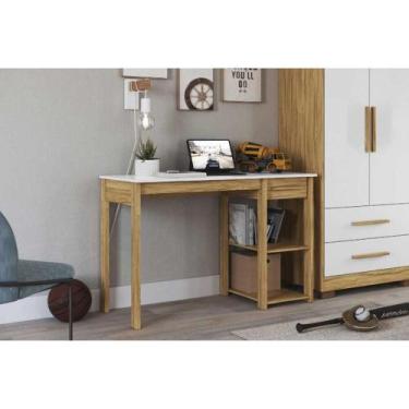 Imagem de Escrivaninha p/ Escritório 7994 Branco/Amendoa - Peroba - Móveis Perob