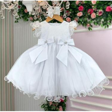 Imagem de Vestido Infantil Branco Batizado Bebe - Fabuloso Ateliê, M, Branco