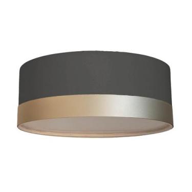 Imagem de Plafon Com Cúpula Em Tecido Detalhe Cor Bronze 40x15cm Preto - Tom Luz