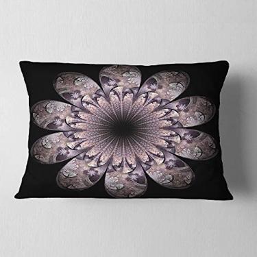 Imagem de Designart Arte Digital Rosa Escuro Flor Fractal Lombar Sala de Estar, Sofá, Almofada + Capa de Almofada Estampada em ambos os lados 30,5 x 50,8 cm