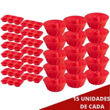 Imagem de 15 Conj Forma 6 Cupcake e Forma Espiral em Silicone Sortida - QUALITY 