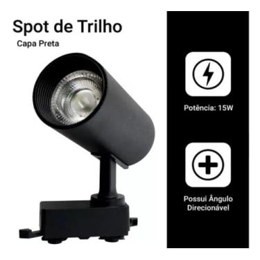 Imagem de Luminária Preta Trilho Spot Led 15W 3500K Branco Quente - AAAtop, Bivo