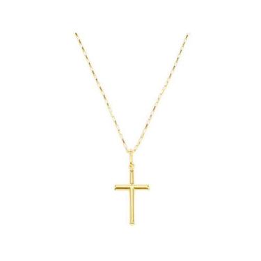 Imagem de Cordão Corrente Masculina Ouro 1.8g Pingente Cruz Crucifixo 0.60g Ouro