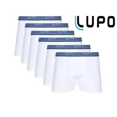 Imagem de Kit 06 Cueca Boxer Lupo Sunga Box Algodão Masculina Atacado Branca - L