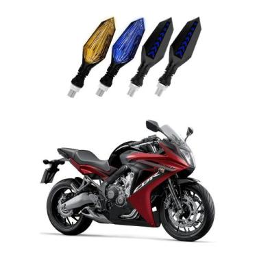 Imagem de KIT 4 Setas Sequenciais Led Universal Pisca Azul P43S Moto Honda CBR 6