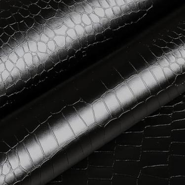 Imagem de WESTICK Papel de parede preto texturizado jacaré papel de parede para quarto 40 cm x 1000 cm papel de parede removível papel de contato de crocodilo para paredes banheiro trailer bancadas armário rolo