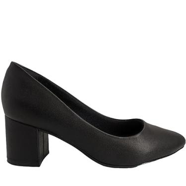Imagem de Sapato Scarpin Feminino Casual Salto Bloco Médio Bico Redondo Comfortflex 2354401