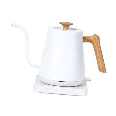 Imagem de IEUDNS Chaleira elétrica de pescoço de ganso, aço inoxidável, portátil, prática e resistente, 0,8 L, aquecimento rápido para ferver água quente, despejar, Grão de Madeira Branca