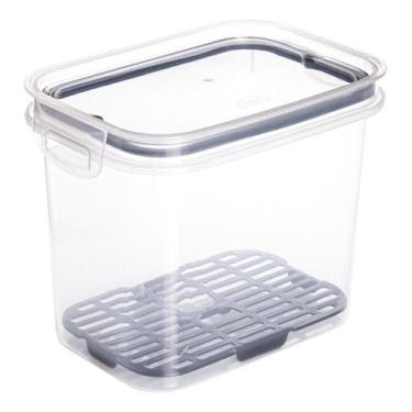 Imagem de Pote Hermético Retangular Com Escorredor 1,8 Litros Plasutil - Plasúti