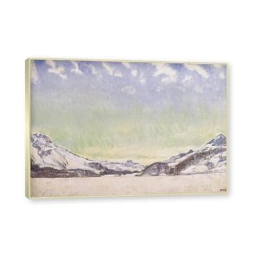 Imagem de Moldura de champanhe. Famosas impressões em tela, (neve em Engadin) de Ferdinand Hodler, pinturas de paisagens em tela, arte de parede em tela para decoração de casa. 50 x 70 cm