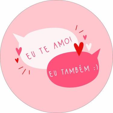 Imagem de Painel de Lona Redondo Te Amo Balões Rosa Namorados - Fabrika de Festa