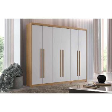 Imagem de Guarda Roupa Casal 6 Portas (4 Frisadas) E 2 Gavetas C/ Pés Hawaii Naturale - Rufato