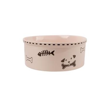 Imagem de Woofinpets Tigela de cerâmica para cães de 1,590 g, tigela de água e ração para animais de estimação para cães médios e grandes, antiderrapante, com design fofo de osso e peixe, fácil de limpar
