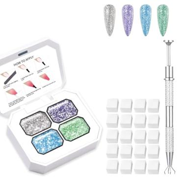 Imagem de BEVINAS Conjunto de 4 cores de esmalte de gel ombre, gel de pintura gradiente para arte de unhas DIY pode ser pintado, flor pintada em salão ou uso doméstico (omb2, 1 conjunto)